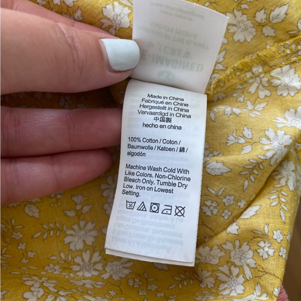 J. Crew Liberty Fabrics Yellow Floral Capel V-Neck Organic Cotton Blouse M - Picture 14 of 14